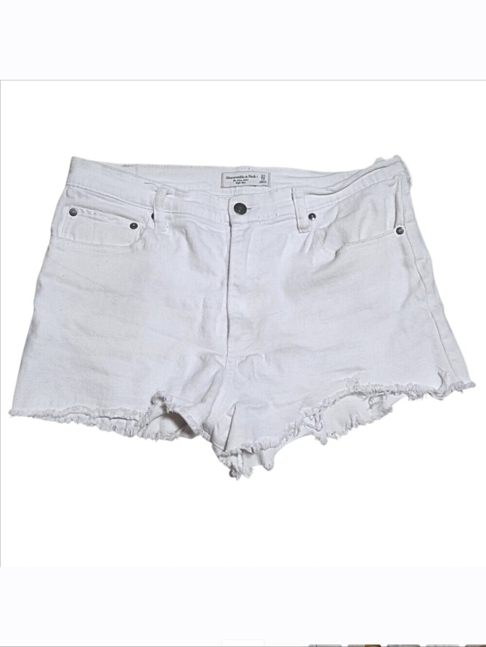 Abercrombie Mom Short High Rise Distressed White Denim Jean Shorts Size 31/12